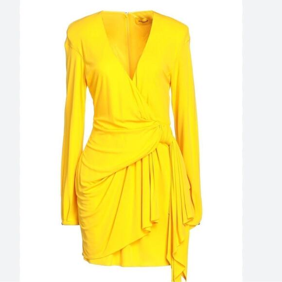 NWT DUNDAS Beau Wrap Dress Yellow Size 2 MSRP $1250 - Picture 3 of 11